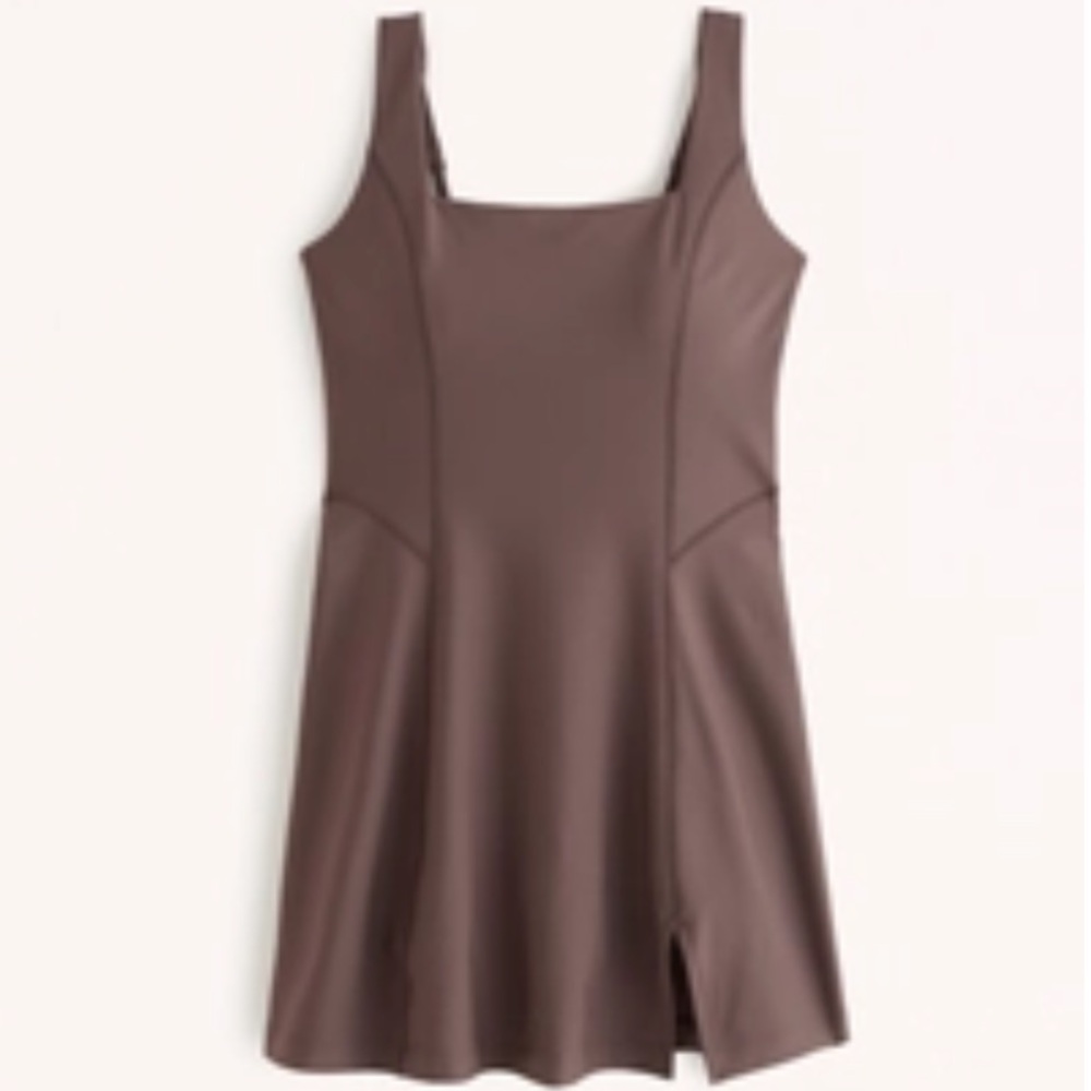 Sleeveless Square Neck Chocolate Brown A-Line Dress